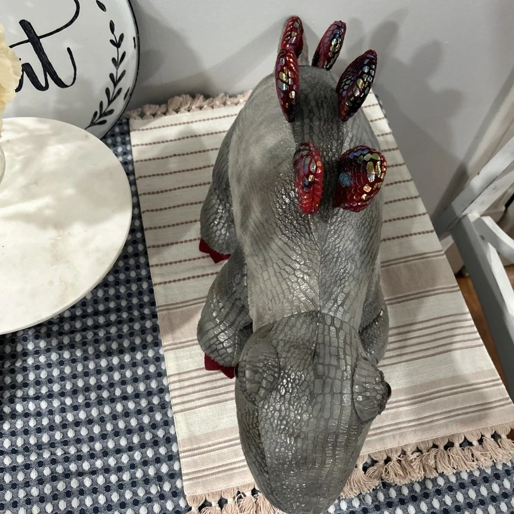 New 12 Inch STEGOSAURUS Dinosaur Stuffed‎ Animal Plush Toy Eye Changing Gray